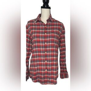 LL Bean Signature 100% Cotton Plaid Button Down Shirt Size S-T Eur. 49/94